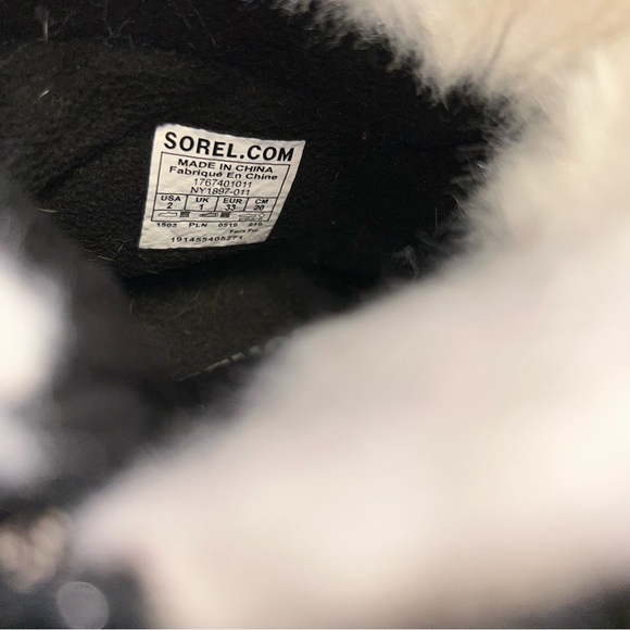 SOREL GIRL'S black WHITNEY WINTER BOOT size 2 youth 2Y - Picture 5 of 6